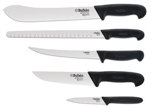 Set Coltelli 5 Pezzi Multiuso Bufalo Kit Pro Manico Nero