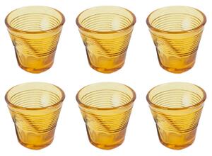 Set 6 Tazzine da Caffè Accartocciati Ø6,5 cm in Vetro Pressato Kaleidos Miele