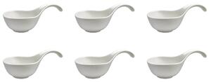 Set 6 Coppette Aperitivo con Manico 17,5x9,5x8,5 cm in Porcellana Allluminica Kaleidos Aluxina Bianche