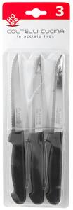 HOMe 3 coltelli bistecca Color Knife con lama in acciaio inox e manico nero cm 11