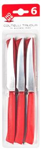 Set 6 coltelli bistecca Color Knife con lama in acciaio inox e manico rosso cm 11