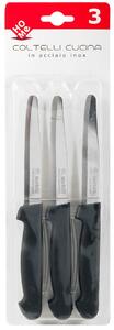 HOMe Set 3 coltelli tavola Color Knife con lama in acciaio inox e manico nero cm 11