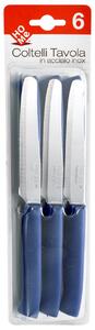 HOMe Set 6 coltelli tavola Color Knife lama seghettata in acciaio inox manico blu