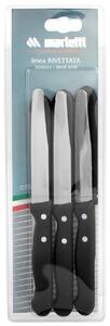 Set 6 coltelli tavola punta tonda manico rivettato in plastica nera lama in acciaio inox cm 2x1,5hx21
