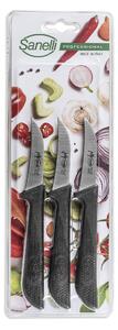 Set 3 Coltelli Spelucchino per Verdura e Frutta Lama 7 cm Sanelli Jolly Nero