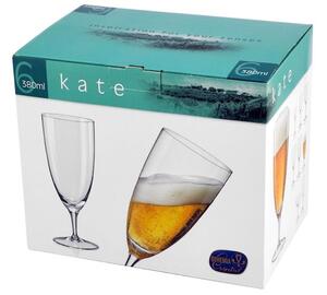 Set 6 calici birra Kate in vetro trasparente 38 cl