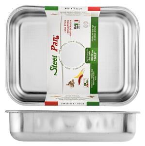 Teglia rettangolare alta Non Stick in acciaio inox cm 30x23x7h