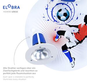 Elobra Plafoniera Soccer, 3 luci, bianco-blu