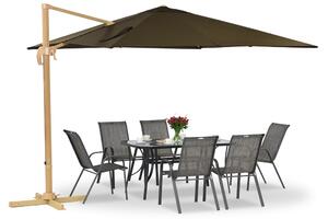 Ombrellone Siena 3x3m in legno con copertura marrone Garden Point