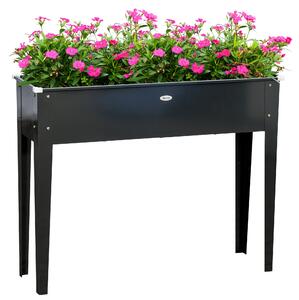 Outsunny Fioriera su piedi rettangolare orto con foro di drenaggio in acciaio zincato 100 x 30 x 80 cm nero