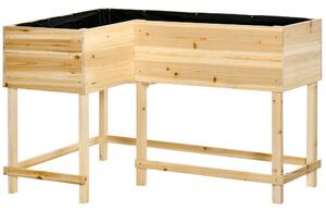 Outsunny Fioriera su Piedi Orto d'Angolo dim. 122L x 91l x 81H cm Inserti per l'Irrigazione + Feltro di Drenaggio Incluso Legno Abete pre-Olio