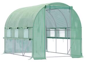 Serra per Orto 3x2x2m Porte con Zip e Finestre a Rete in Acciaio e Copertura PE Verde