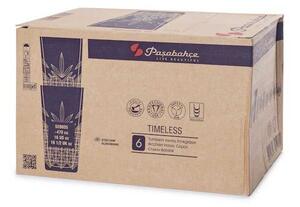 Set 6 bicchieri long drink Timeless impilabili in vetro lavorato trasparente cl 47
