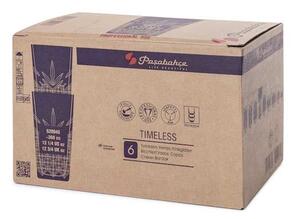 Set 6 bicchieri long drink Timeless impilabili in vetro lavorato trasparente cl 36
