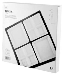 Vassoio quadro in ardesia cm 30x30 con 4 coppette in porcellana bianca