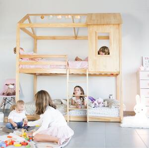 Letto a castello Montessori per bambini Casita 90x190/90x190cm, Colori disponibili - Pino