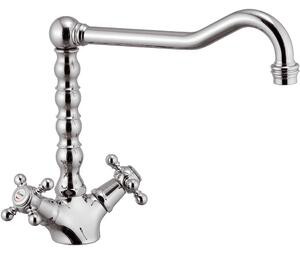 Rubinetto Miscelatore Doppio Comando Girevole Lavello in Ottone Mariani Tradition Cromato