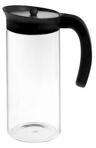 Brocca con manico Minima in vetro borosilicato con tappo antigoccia in acciaio inox e silicone nero lt 1,5