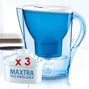 Caraffa Brocca Filtrante Marella Classic Blue Brita 2,4 Litri + 3 Filtri Cartucce Maxtra