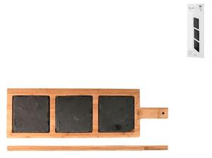 Tagliere rettangolare 1 manico in ardesia e bamboo cm 20x66