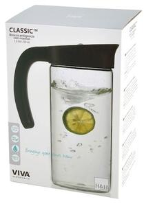 Brocca con manico Minima in vetro borosilicato con tappo antigoccia in acciaio inox e silicone nero lt 1,5