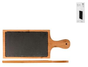 Tagliere rettangolare 1 manico in ardesia e bamboo cm 40x17