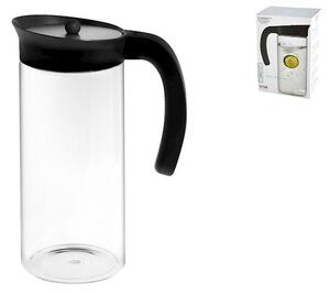 Brocca con manico Minima in vetro borosilicato con tappo antigoccia in acciaio inox e silicone nero lt 1,5