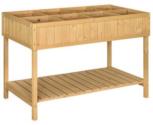 Outsunny Fioriera su Piedi carré Orto con ripiano dim. 110L x 46l x 76H cm 8 Compartimenti & Inserti per l'irrigazione Legno di Abete