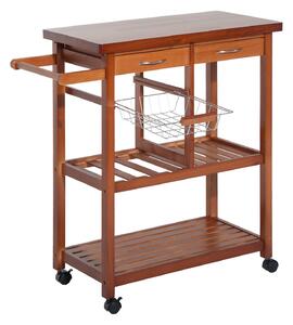 Carrello da Cucina da Cucina con Cassetti in Legno 81x38x85 cm