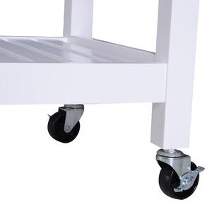Carrello da Cucina Salvaspazio a 2 Ripiani con Cassetto in Legno Bianco 64x39x84.5 cm