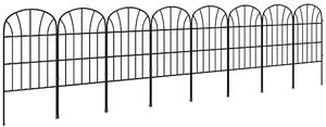 Outsunny Recinto da giardino esterno da 8 pannelli con ornamenti, bordi in metallo, 264 x 61 cm, Nero | Aosom Italy