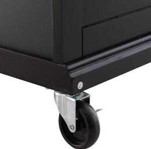Carrello da Cucina con Piano in Acciaio Nero 83.5x45.7x90.5 cm