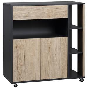 Mobiletto Ausiliario da Cucina Multiuso in Legno con Ruote 80x39x86.5 cm