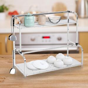 Scaffale in Acciaio da Cucina a 2 Ripiani 50x22x42 cm