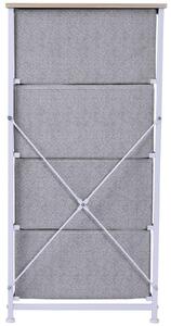 Mobiletto Cassettiera da Cucina in Acciaio e Legno Bianco e Grigio 45x30x92 cm