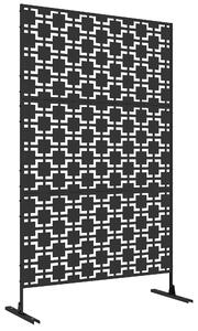 Outsunny Pannello brise vue decorativo paravento esterno a motivo geometrico traforato in metallo - 122 x 45 x 198 cm, nero