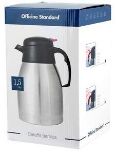 Brocca termica in acciaio inox con beccuccio e manico in plastica nera lt 1,5