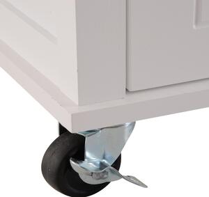 Mobiletto Carrello da Cucina in Legno e Bambù Bianco 70x45.7x90 cm