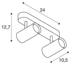SLV Faretto da soffitto LED Noblo, nero, 3.000 K, lunghezza 24 cm dimmerabile, Nero, Soggiorno / Sala da pranzo, Alluminio, Moderno