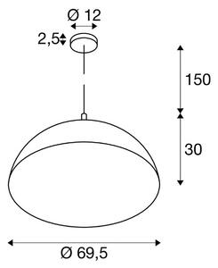 SLV Lampada a sospensione Forchini, 70 cm nero/dorato plastica
