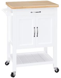 Carrello da Cucina Salvaspazio in Legno Bianco 65x48x90 cm