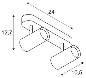 SLV Faretto da soffitto Noblo, nero, dimmerabile a caldo, lunghezza 24 cm, Nero, Soggiorno / Sala da pranzo, Alluminio, Moderno