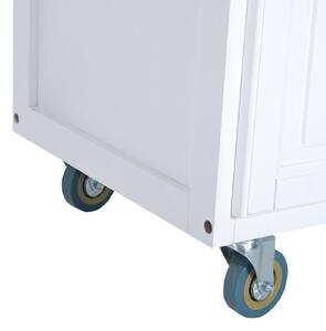 Mobiletto Carrello da Cucina con Ruote in Legno di Pino Bianco 146x75x91.5 cm