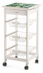 Carrello da Cucina Salvaspazio 37x37x76 cm 3 Ceste in Legno Soriani Cactus Bianco