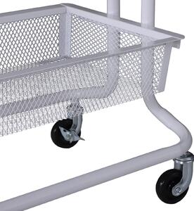 Carrello da Cucina Multiuso Salvaspazio 3 Livelli in Acciaio a Rete Bianco 47x38.5x89 cm