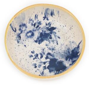 Piatto fondo Indigo in stoneware beige blu cm 20