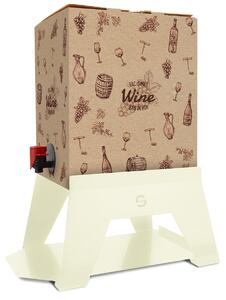 Supporto per Contenitore Vino 10 cm Bag 3L con Vassoio in Ferro Alluminato Lisa Luxury Bacco Panna