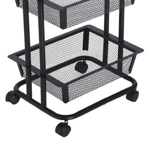 Carrello da Cucina Multiuso Salvaspazio 3 Livelli in Acciaio a Rete Nero 40x30x79 cm