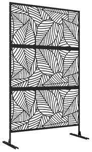 Outsunny Separé Divisorio da Esterno Decorativo e Traliccio per Piante, Design a Foglie, 122x45x198 cm, Nero | Aosom Italy
