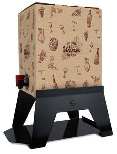 Supporto per Contenitore Vino 10 cm Bag 3L con Vassoio in Ferro Alluminato Lisa Luxury Bacco Nero